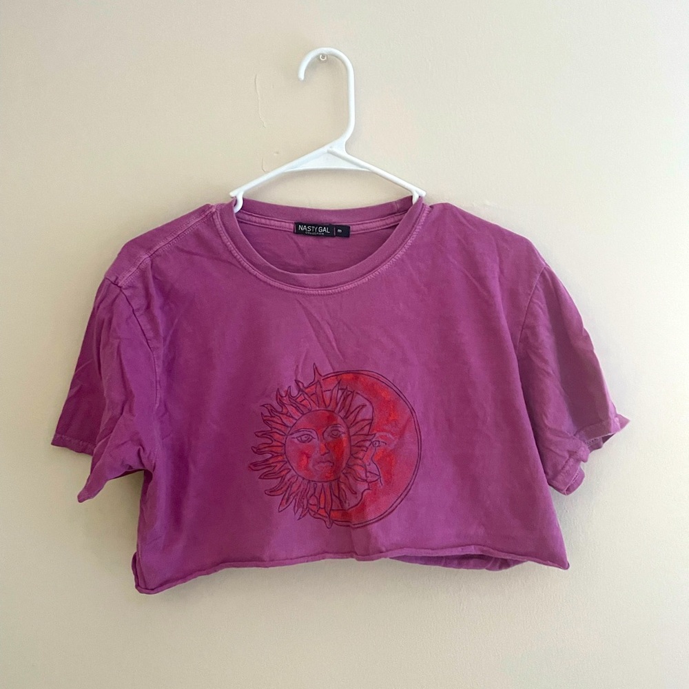 Pink Nasty Gal cropped tshirt. Size medium but fits like a small